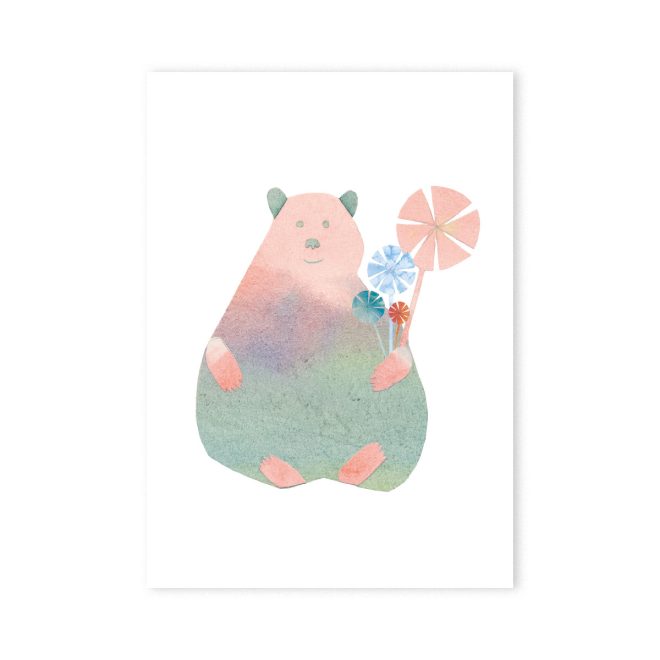 Illustration eines rosa Bären