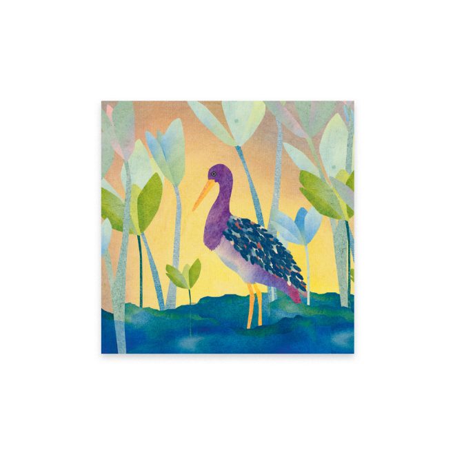 Illustration eines Storchs in einem Teich