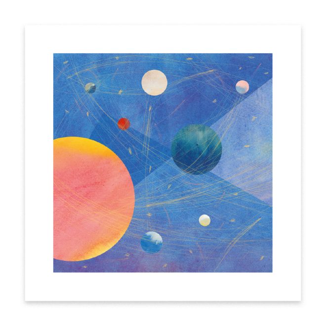illustration des Wltalls mit Sonne und Planeten