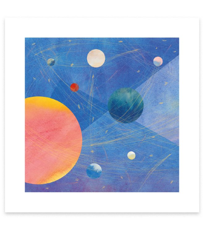 illustration des Wltalls mit Sonne und Planeten