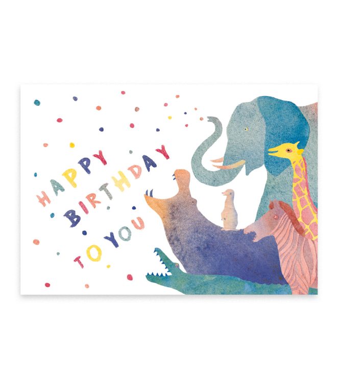 Illustration von Savannen Tieren die Happy Birthday singen